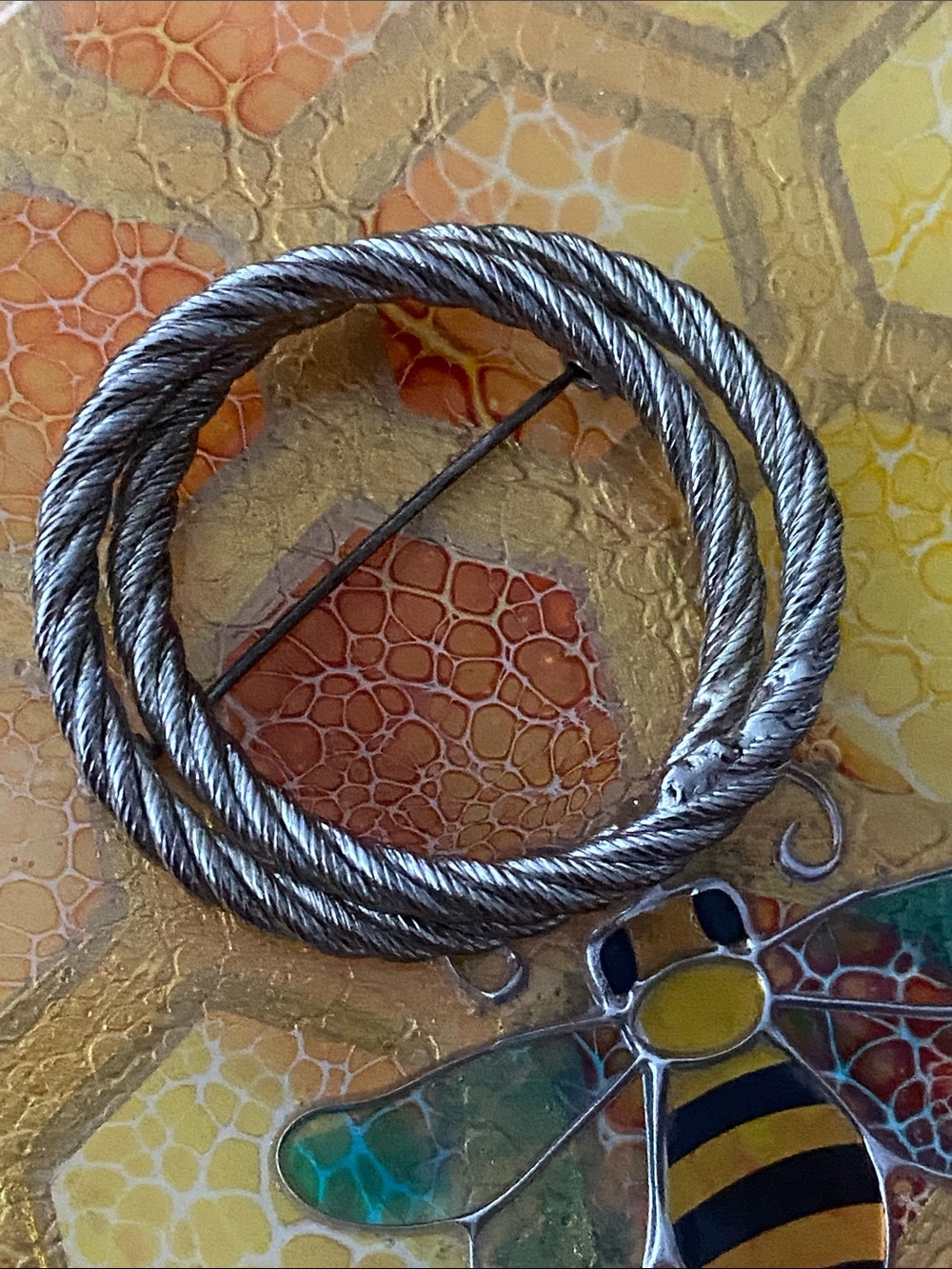 Vintage Silver-Tone Coiled Rope Brooch